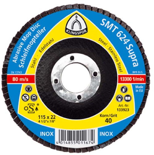 Brusný lamelový talíř SMT 624 na kov 115 x 22,23  zrno 120 Klingspor