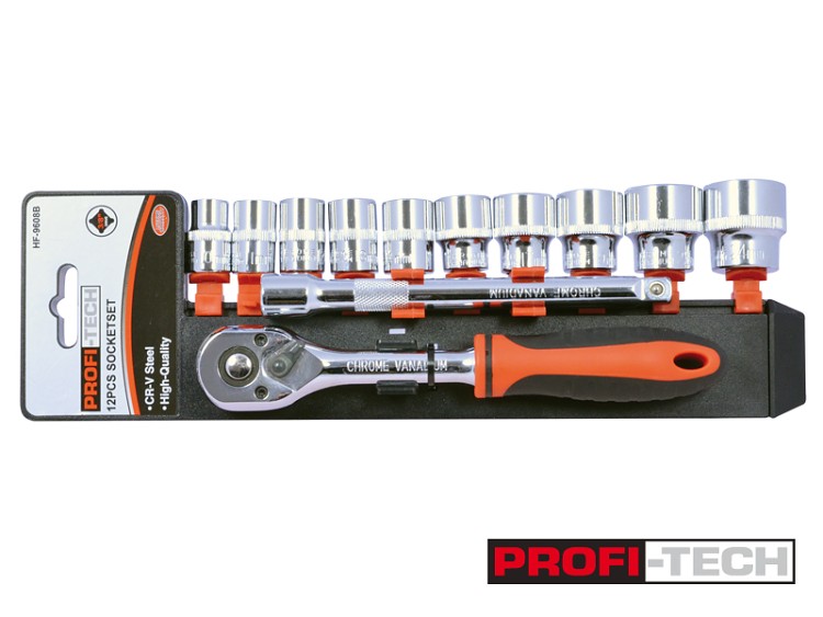 Gola sada + ráčna 3/8" 12 ks PROFI-TECH CrV 