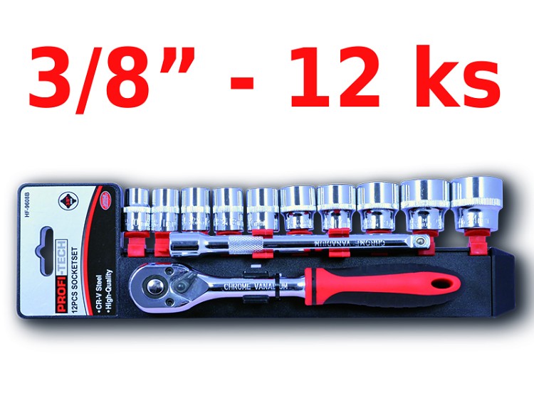 12 dílná gola sada 3/8" PROFI-TECH