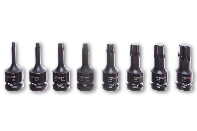 Sada rázových hlavic TORX 1/2" 8 ks