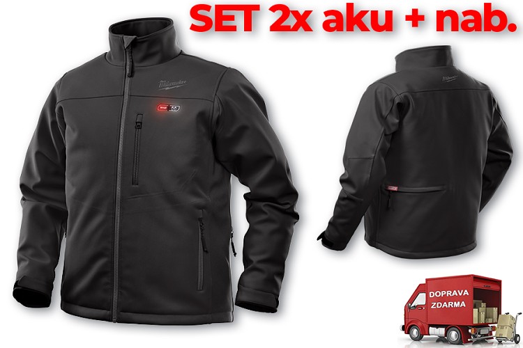 SET aku vyhřívaná bunda Milwaukee Premium M12 HJ BL4-0 (XXL) černá