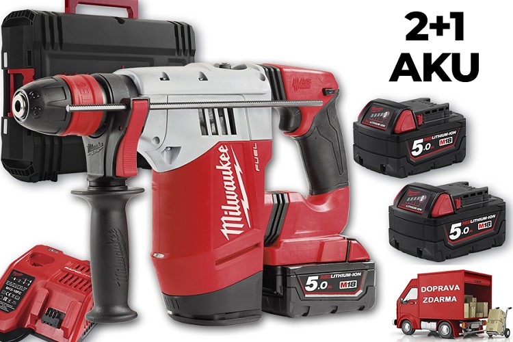 Aku SDS-PLUS vrtací kladivo Milwaukee M18 CHPX-502X  FUEL 3x aku